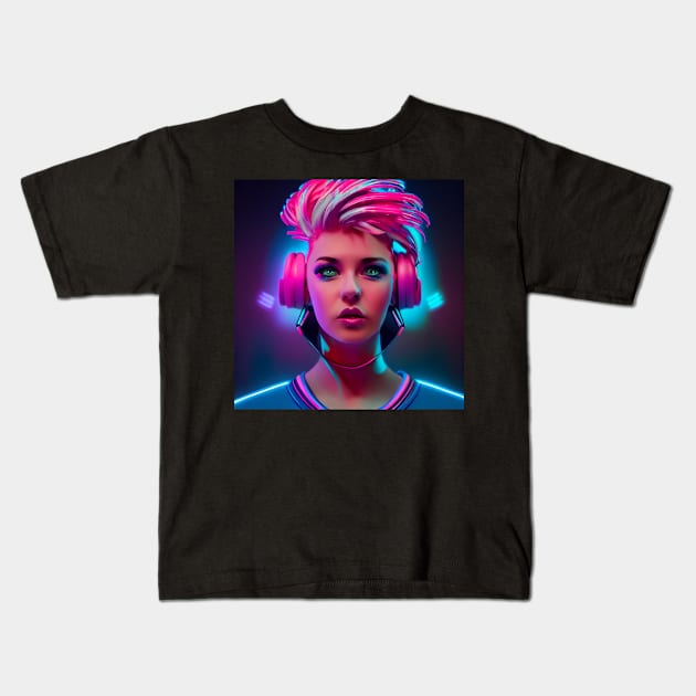 Synthwave Girl 2 Kids T-Shirt by Dreamgaze